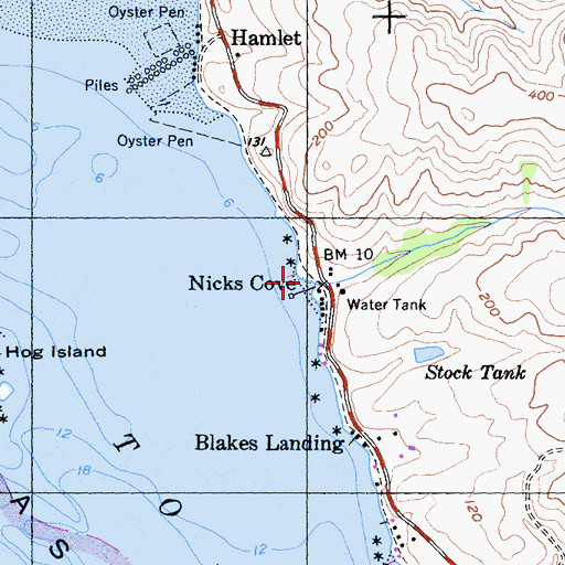 Topographic Map of Nicks Cove, CA