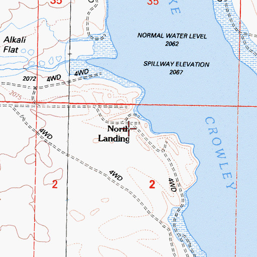 Topographic Map of North Landing, CA