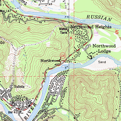 Topographic Map of Northwood, CA