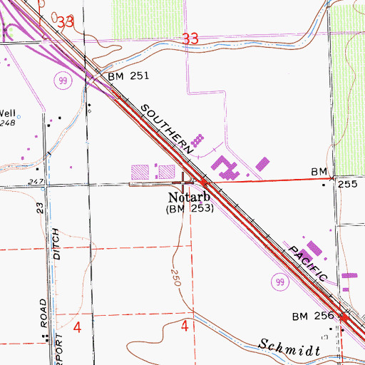 Topographic Map of Notarb, CA