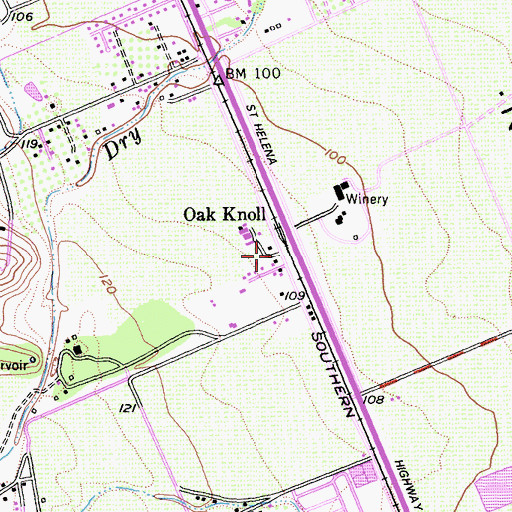 Topographic Map of Oak Knoll, CA