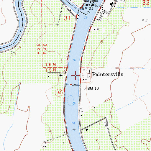 Topographic Map of Paintersville, CA