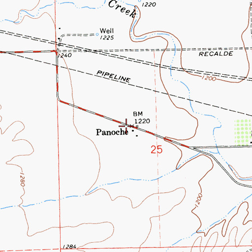 Topographic Map of Panoche, CA