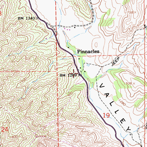 Topographic Map of Pinnacles, CA