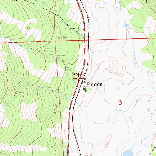 Topographic Map of Pinnio, CA