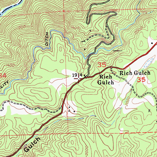 Topographic Map of Rich Gulch, CA