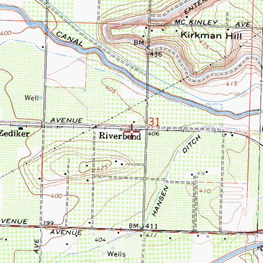 Topographic Map of Riverbend, CA