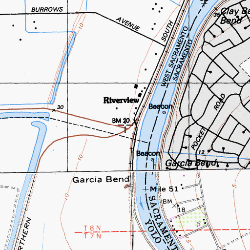 Topographic Map of Riverview, CA