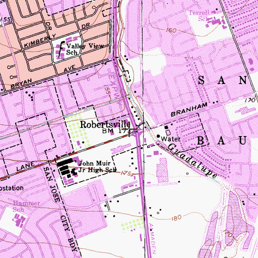 Topographic Map of Robertsville, CA