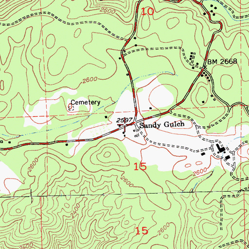 Topographic Map of Sandy Gulch, CA