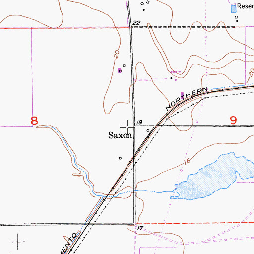 Topographic Map of Saxon, CA