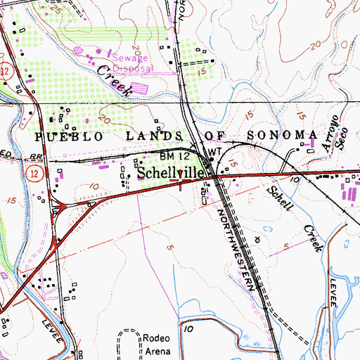 Topographic Map of Schellville, CA