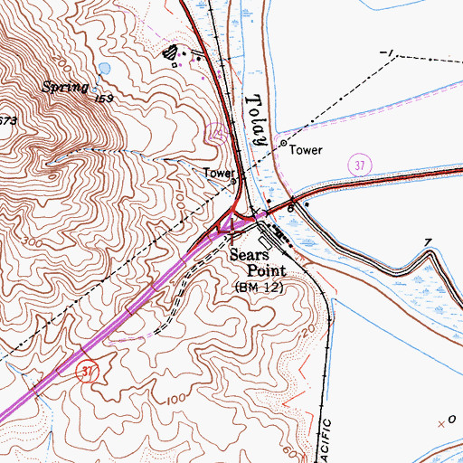 Topographic Map of Sears Point, CA