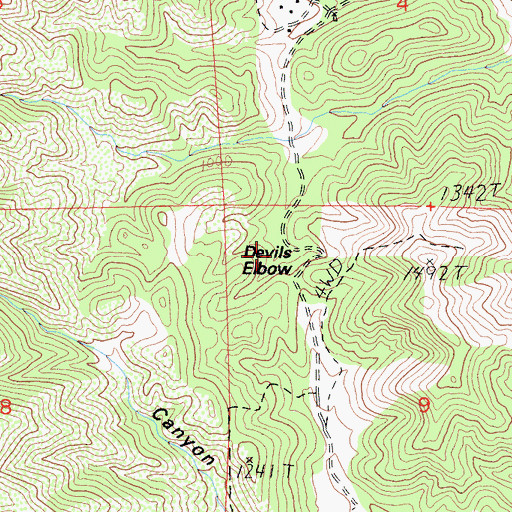 Topographic Map of Devils Elbow, CA