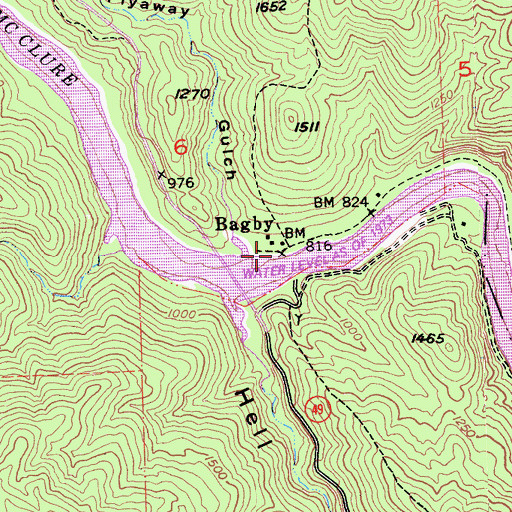 Topographic Map of Bagby, CA