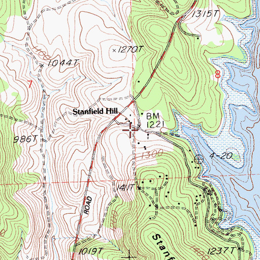 Topographic Map of Stanfield Hill, CA