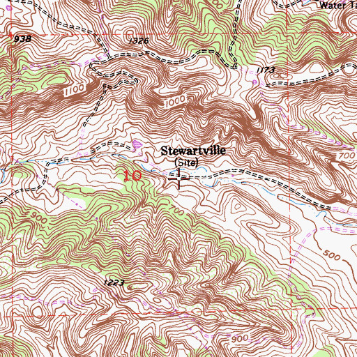 Topographic Map of Stewartville, CA