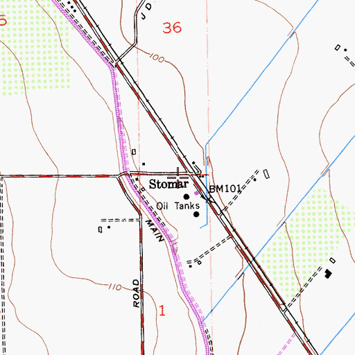 Topographic Map of Stomar, CA