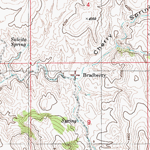 Topographic Map of Bradberry, AZ