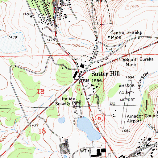 Topographic Map of Sutter Hill, CA