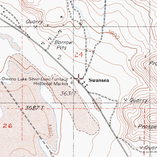 Topographic Map of Swansea, CA