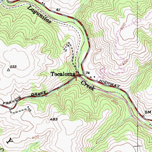 Topographic Map of Tocaloma, CA