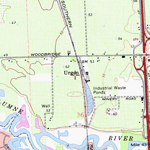 Topographic Map of Urgon, CA