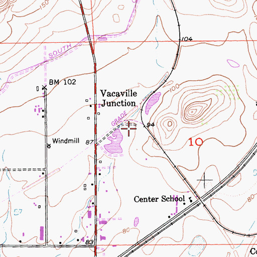 Topographic Map of Vacaville Junction, CA