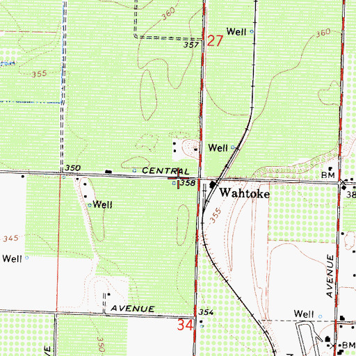Topographic Map of Wahtoke, CA