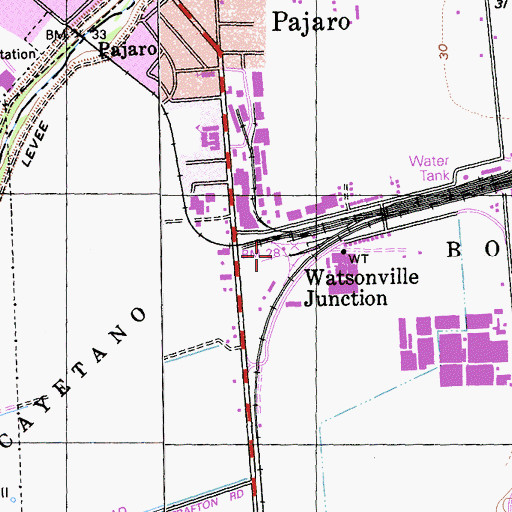 Topographic Map of Watsonville Junction, CA