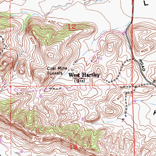 Topographic Map of West Hartley, CA