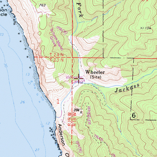 Topographic Map of Wheeler, CA