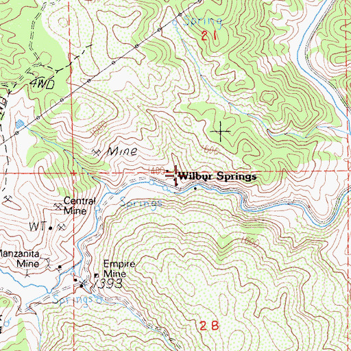 Topographic Map of Wilbur Springs, CA