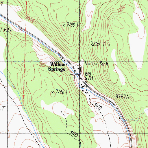 Topographic Map of Willow Springs, CA