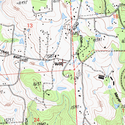 Topographic Map of Wolf, CA