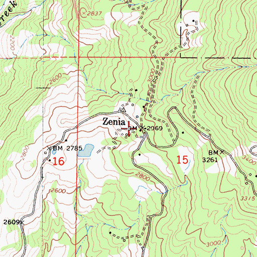 Topographic Map of Zenia, CA