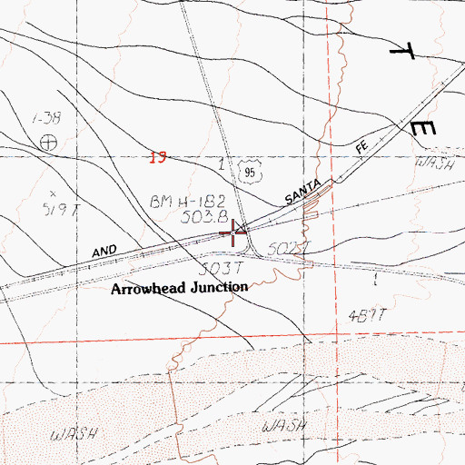 Topographic Map of Arrowhead Junction, CA
