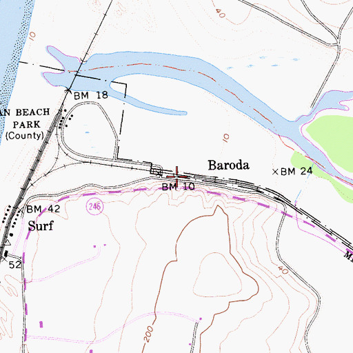 Topographic Map of Baroda, CA