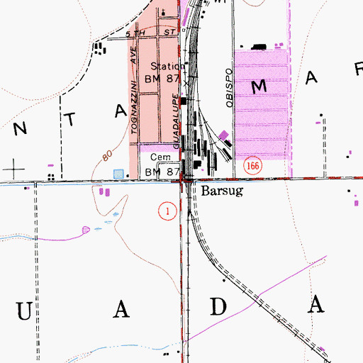 Topographic Map of Barsug, CA