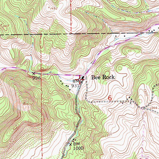 Topographic Map of Bee Rock, CA