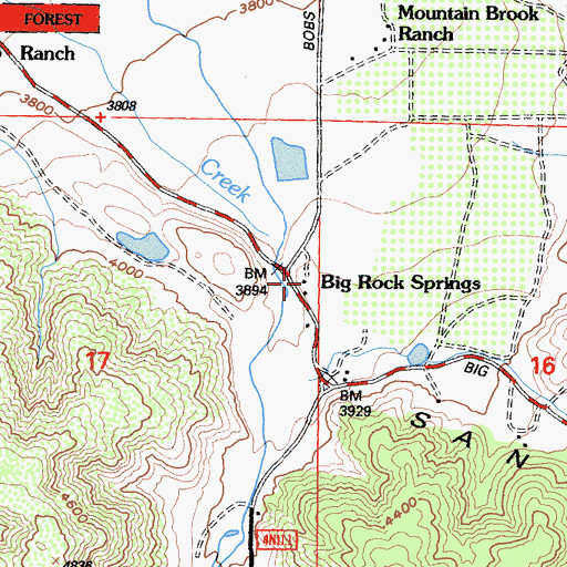 Topographic Map of Big Rock Springs, CA