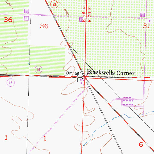 Topographic Map of Blackwells Corner, CA