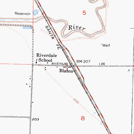 Topographic Map of Blanco, CA