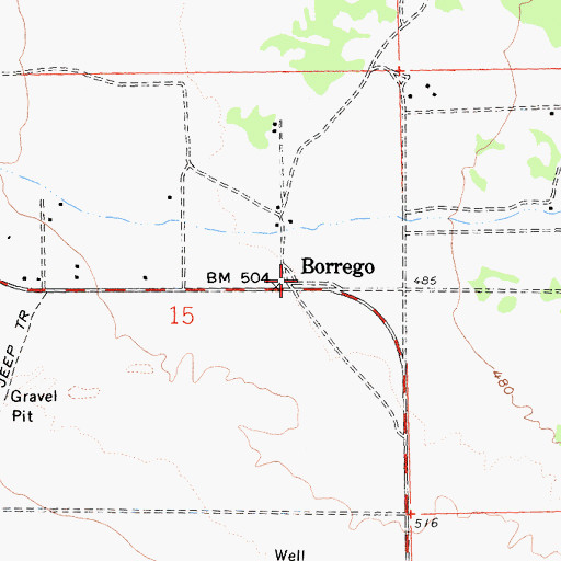 Topographic Map of Borrego, CA