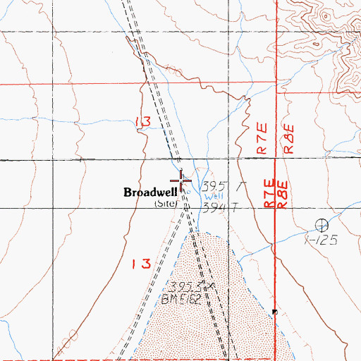 Topographic Map of Broadwell, CA