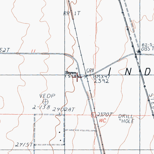 Topographic Map of Brown, CA