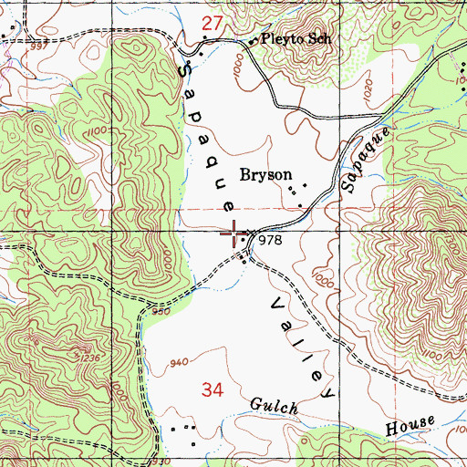 Topographic Map of Bryson, CA