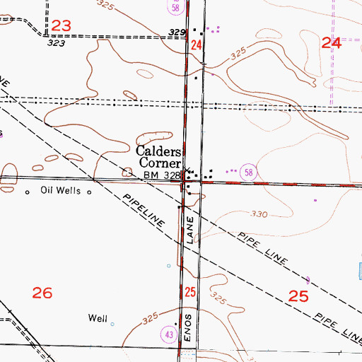 Topographic Map of Calders Corner, CA