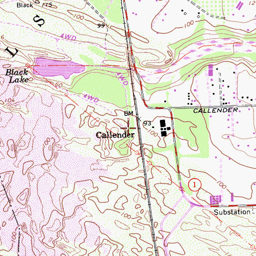 Topographic Map of Callender, CA