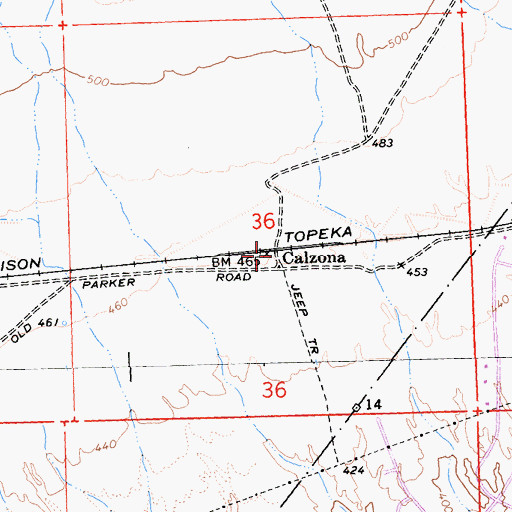 Topographic Map of Calzona, CA